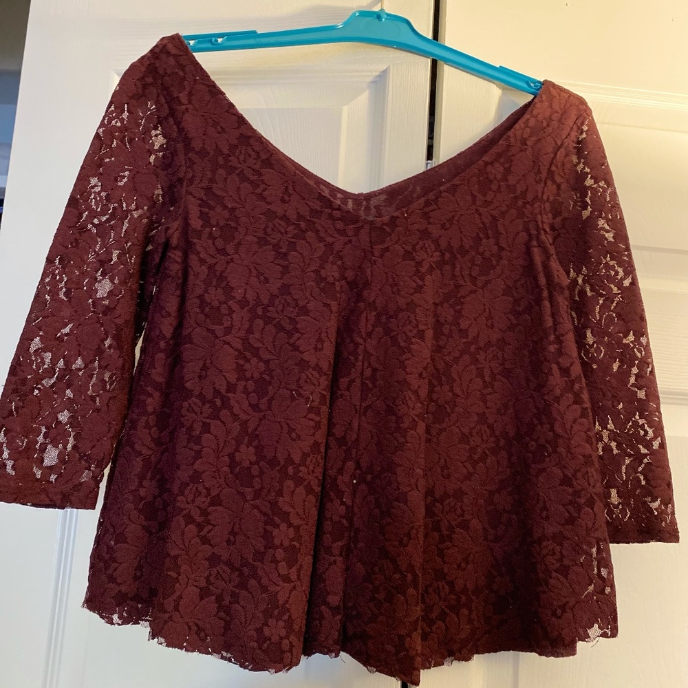 American Eagle Maroon Lace Top